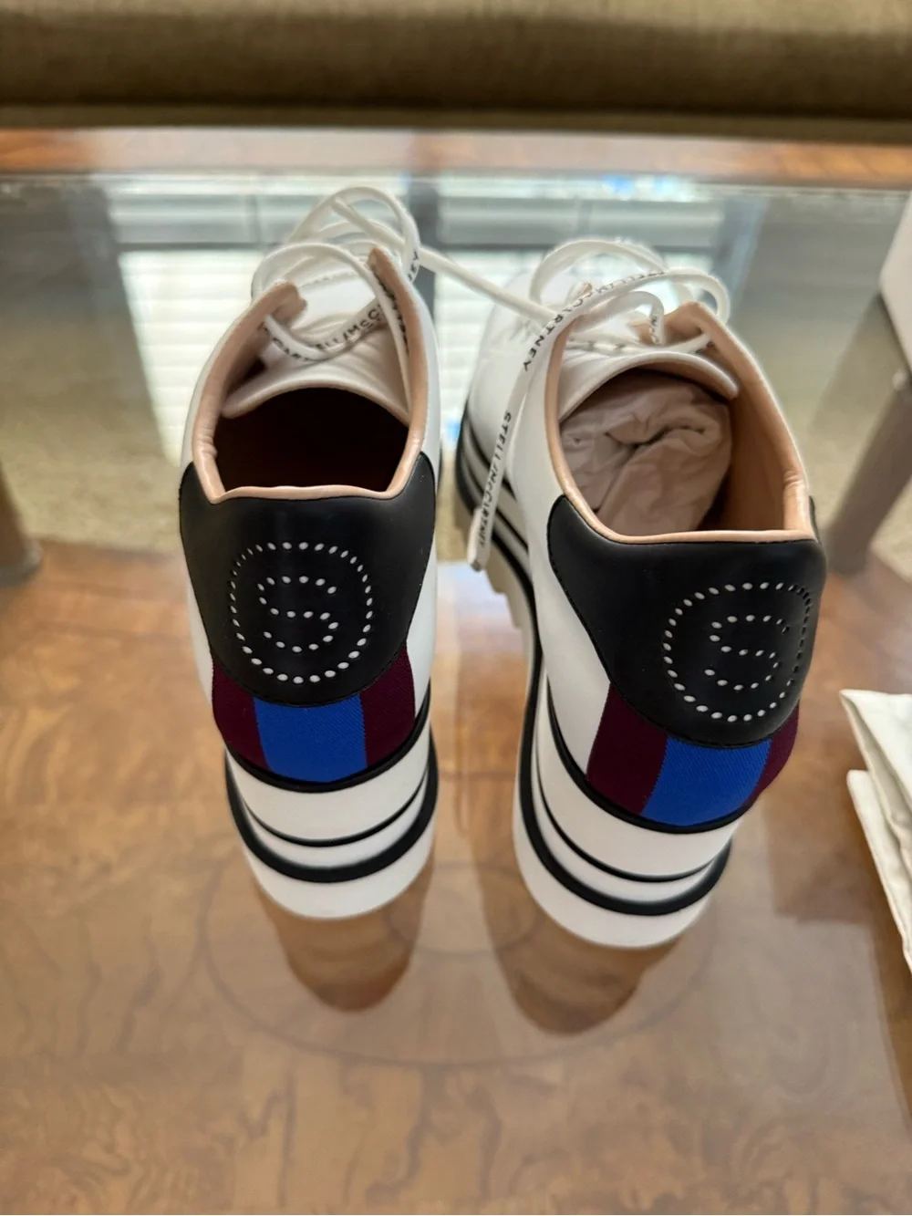 Stella McCartney Sneakelyse Eco Alter White Black Plum Platform Sneakers 9 10 👟
